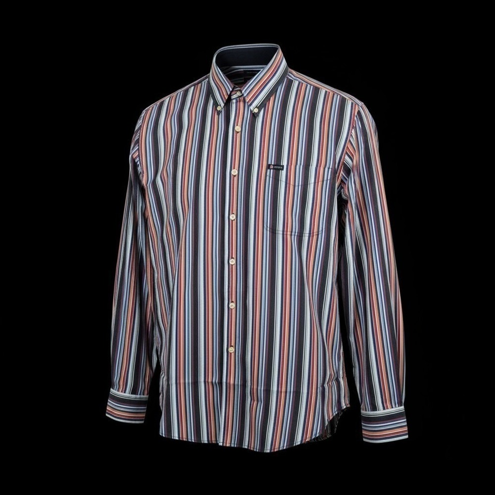 Y2K Chaps Easy Care Men's L Blutton Down Shirt Striped Long Sleeve Casual Preppy - Picture 3 of 7